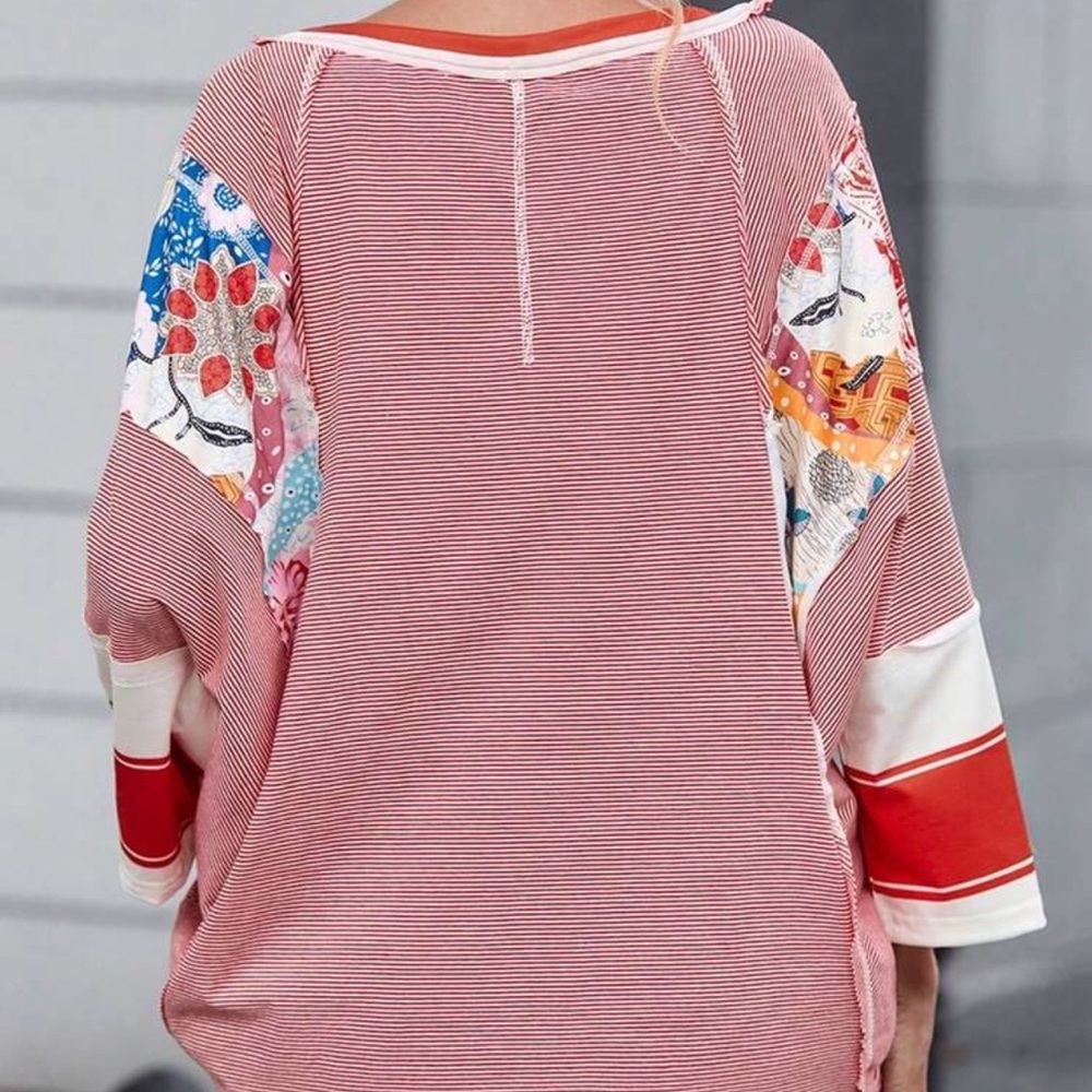 Colorful Patchwork Women's Top - Picture 4 of 7
